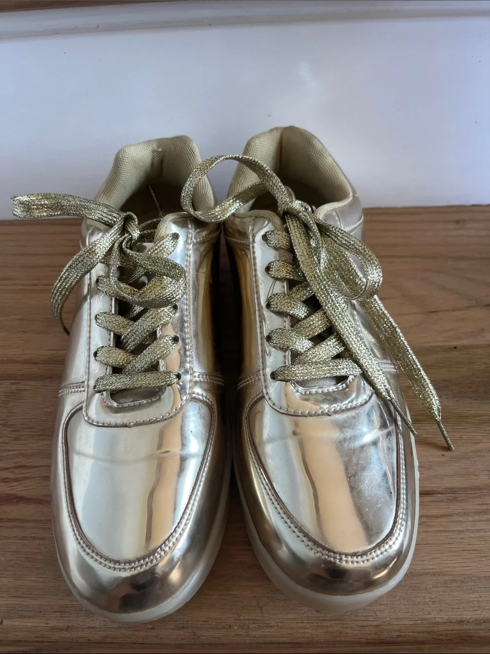 Women’s Metallic Gold Lace-Up Sneakers